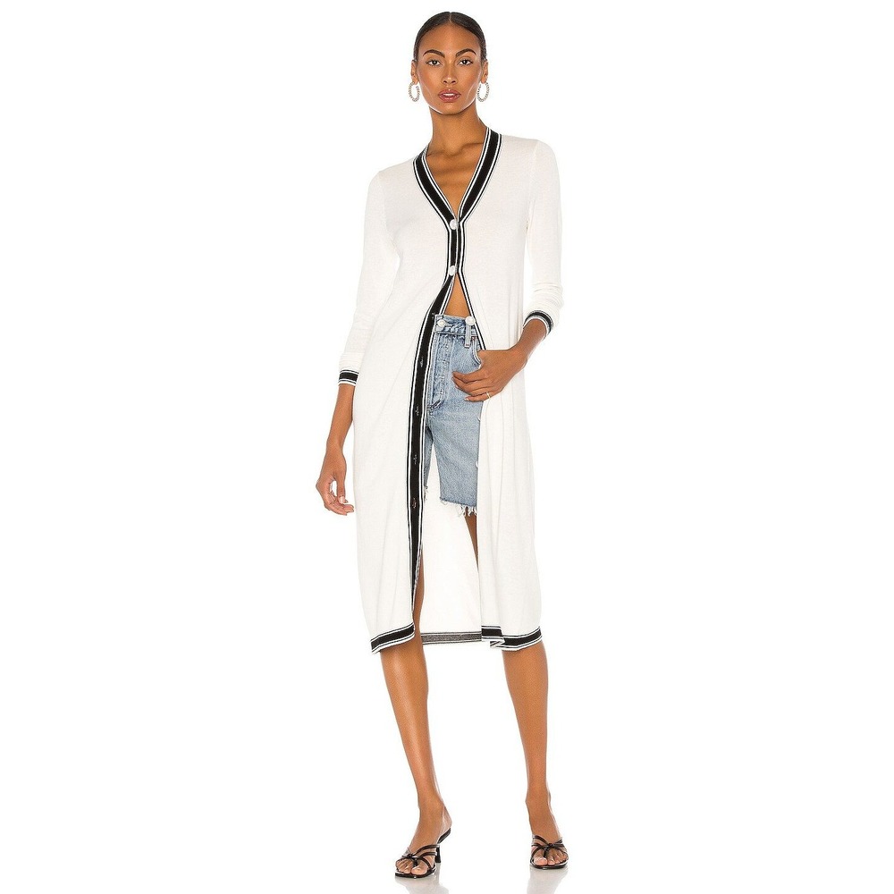 Lovers + Friends Isabella Button Front Long Cardigan Dress White Women's Small
